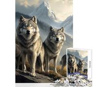 Rompecabezas de 1000 Piezas: Lobos en un Paisaje de montaña Decoración del hogar Juguetes Regalos de Amigo Secreto Juegos educativos interacción Entre Padres e Hijos Tamaño: 38x52cm