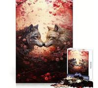 Rompecabezas de 1000 Piezas Lobos Enamorados para Adultos: estimulación cognitiva, Escape Consciente, Cierre hermético, Regalo navideño (38x26cm)