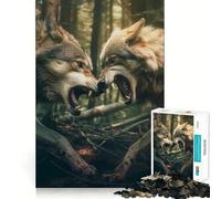 Rompecabezas de 1000 Piezas Lobos luchando Juego para ejercitar la Mente artesanía de Corte experta pasatiempo Fascinante para Momentos de Ocio (38x26cm)