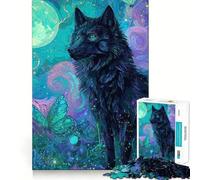 Rompecabezas de 1000 Piezas Lobos y Mariposas a la Luz de la Luna Juego cognitivo Divertido,componentes Resistentes y de Corte Limpio Momento de Tranquilidad y Ejercicio Mental en casa (50x75cm)