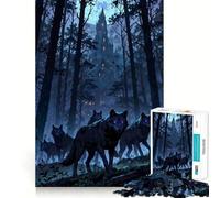 Rompecabezas de 1000 Piezas Lobos y un Castillo - Diversión con Memoria - Superficie Lisa y sin Rebabas - Un desafío entretenido para el Tiempo Libre (38x52cm)