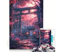 Rompecabezas de 1000 Piezas LoFi Jardín Japonés Puerta Torii Juegos Relajantes Interacción Entre Padres e Hijos Regalos para Amigos y Familiares 38x52cm