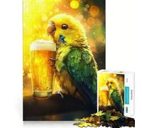 Rompecabezas de 1000 Piezas Loro Brinda con Cerveza para Adultos Juguete de lógica Resistente, Divertido y Relajante Bordes definidos Regalo Memorable (50x75cm)