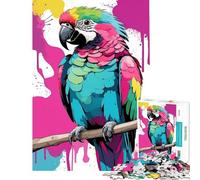 Rompecabezas de 1000 Piezas Loro Colorido en una Rama con Salpicaduras de Pintura Juego Educativo Que desafía la Inteligencia Juguetes adictivos Regalos de Amigo Invisible Regalo de cumpleaños