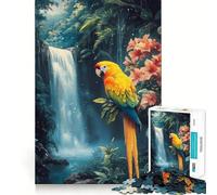 Rompecabezas de 1000 Piezas Loro en un paraíso Tropical con Cascada para Adultos y Adolescentes Un Rompecabezas Mental Que Ayuda a aliviar el estrés Un Regalo Original y Divertido (50x75cm)