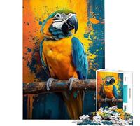 Rompecabezas de 1000 Piezas Loro Guacamayo Colorido en una Rama Rompecabezas para Adultos Juguete antiestrés Que Mejora la Memoria Toda la Familia (tamaño 38x26cm)