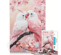 Rompecabezas de 1000 Piezas Loros Rosados en Flor para Adolescentes Juguete de lógica sólida, diversión Tranquila, Corte de precisión, Regalo increíble (38x52cm)