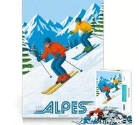 Rompecabezas de 1000 Piezas Los Alpes - Deportes de Invierno, Arte en Forma Impecable, Estimulación Cerebral, Tiempo de Descanso, Arte navideño para la Pared (38x52cm)