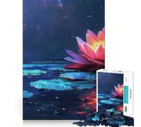 Rompecabezas de 1000 Piezas Loto Rosa en Cielo Nocturno para Adolescentes Juguete Que desafía la Mente Pasatiempo Tranquilo Corte preciso Regalo de Temporada (50x75cm)