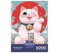 Rompecabezas De 1000 Piezas Lucky Cat with Coins - Maneki Neko Bitcoins Rompecabezas para Adultos Juegos Relajantes Decoración del Hogar Cumpleaños Y Navidad 70x50cm/1000pcs