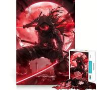 Rompecabezas de 1000 Piezas Luna de Sangre Ninja Samurai Diversión con articulaciones Finas,Juego Que estimula la Mente,Tiempo de Juego Tranquilo, Ocio 38x26cm