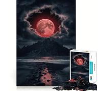 Rompecabezas de 1000 Piezas Luna de Sangre sobre Las Montañas,diseño de Corte preciso,Juguete para ejercitar la Mente,Juego fácil de Jugar,Regalo Ideal para cumpleaños 38x52cm