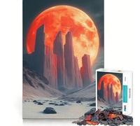 Rompecabezas de 1000 Piezas Luna de Sangre sobre Paisaje nevado Diversión Garantizada,Juego Que estimula la Mente,Tiempo de Juego Tranquilo, 50x75cm