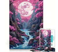 Rompecabezas de 1000 Piezas Luna Llena Neón Ascendente para Adultos, Juguete para ejercitar la Mente, Divertido Regalar en Vacaciones (38x52cm)