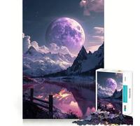 Rompecabezas de 1000 Piezas Luna Púrpura sobre Las Montañas para Adolescentes Refuerza la Memoria Momentos de Paz Regalo clásico (50x75cm)