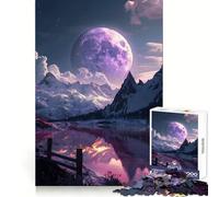 Rompecabezas de 1000 Piezas Luna Púrpura sobre Las Montañas para Adolescentes Refuerza la Memoria Momentos de Paz Regalo clásico (50x75cm)