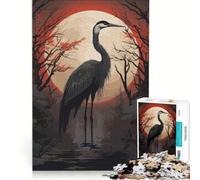 Rompecabezas de 1000 Piezas Luna Roja y Cigüeña Negra Juegos de relajación Descompresión Intelectual Colección de Artistas Bellas Artes 50x75cm