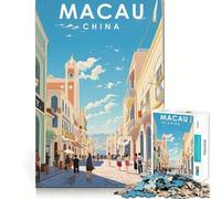 Rompecabezas de 1000 Piezas,Macao,China,Viaje,Ajuste, Arte,Habilidad Creativa,Juguete,Tiempo de Descanso,Juego,Navidad,exhibición artística (50x75cm)
