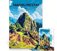 Rompecabezas de 1000 Piezas Machu Picchu Perú Póster Arte de Corte preciso Diversión cognitiva Juego Tiempo Libre Diversión Escena navideña Arte (38x26cm)