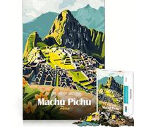 Rompecabezas de 1000 Piezas Machu Picchu Perú Póster Pieza de Corte Limpio Desafío Mental Juguete Tiempo de Calma Divertido Pieza de Arte navideña (38x26cm)