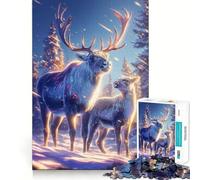 Rompecabezas de 1000 Piezas Madre y cría de caribú,Corte preciso,Divertido desafío Mental,Juguete,Juego para la Hora de Descansar,Juego de cumpleaños,Arte,Juego (50x75cm)