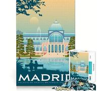 Rompecabezas de 1000 Piezas Madrid España Viajes Impresión Arte Corte Preciso Diversión Cognitiva Juego Tiempo Libre Diversión Escena Navideña Arte (38x26cm)