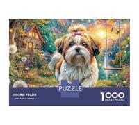 Rompecabezas de 1000 Piezas Magical Dog Garden con Flores Vibrantes para Adultos, Juego Educativo, decoración, Regalo de cumpleaños, 70 x 50 cm (1000 Piezas)