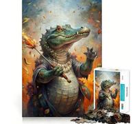 Rompecabezas de 1000 Piezas Mago Caimán con Bastón de Fuego para Adultos Diversión y Entrenamiento Mental Corte láser Actividad Relajante para Grupos en Interiores (38x26cm)