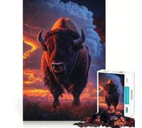 Rompecabezas de 1000 Piezas Majestad del Bisonte al Anochecer,Juego de lógica con articulaciones afiladas,Juego de Entretenimiento para Navidad (38x52cm)
