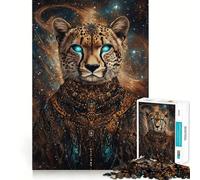 Rompecabezas de 1000 Piezas Majestad del Guepardo Celestial - Bordes Impecables Divertido Rompecabezas Regalo para Relajarse Juego de cumpleaños Regalo artístico (50x75cm)