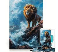 Rompecabezas de 1000 Piezas Majestuosidad del León en la Costa para Adultos Juguete para el hogar Disfrute de un Corte Fino Regalo Ideal para Papá Noel (38x52cm)