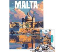 Rompecabezas de 1000 Piezas Malta Juego Familiar Desafío de Inteligencia Juguetes adictivos Gran Regalo para Juegos Regalo de cumpleaños (Tamaño 38x52cm)