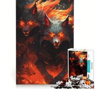 Rompecabezas de 1000 Piezas: Manada de Lobos ardientes, Arte Digital, Juego Imposible, Corte de precisión, con Piezas de Formas aleatorias Que encajan Perfectamente 38x52cm