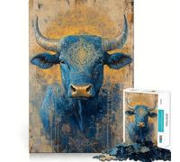 Rompecabezas de 1000 Piezas Mandala del Toro Azul,Juego sin Costuras,Juego de ingenio,Entretenimiento para el Tiempo Libre,Regalo artístico de Navidad 50x75cm