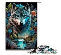 Rompecabezas de 1000 Piezas Mandala Jungle Wolf Rompecabezas de Madera para Adultos Juego Educativo 75 x 50 cm