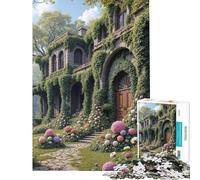 Rompecabezas de 1000 Piezas Mansión Cubierta de Hiedra con jardín de hortensias Juego práctico y Educativo Amantes de los Juegos Divertidos y con Mucho Humor (75x50cm)