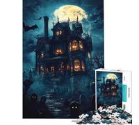 Rompecabezas de 1000 Piezas - Mansión Embrujada de Halloween Difícil y desafiante Mejora la Memoria Juguetes de decoración para el hogar para Mayores de 14 años 38x26cm