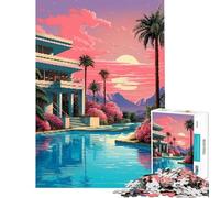 Rompecabezas de 1000 Piezas Mansión Tropical Pixel Art para Juego Educativo Juguete de Desafío para Juego Educativo Regalos de Desafío Difícil para Cumpleaños Tamaño 38x52cm