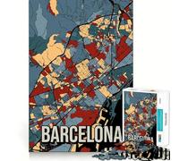 Rompecabezas de 1000 Piezas - Mapa de la Ciudad de Barcelona,España Arte con Corte preciso Juego Divertido para Pensar Tiempo Libre Diversión Arte navideño para el hogar (38x26cm)