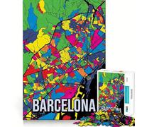 Rompecabezas de 1000 Piezas - Mapa de la Ciudad de Barcelona - Póster de Viaje Estilo Pop Art - Corte Suave - Juego cognitivo - Regalo Ideal para Momentos de Juego relajantes - Regalo de cumpleaños