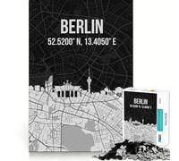 Rompecabezas de 1000 Piezas Mapa de la Ciudad de Berlín,Corte Suave,Juego cognitivo,Regalo para Momentos de Juego relajantes,Regalo de cumpleaños (38x52cm)