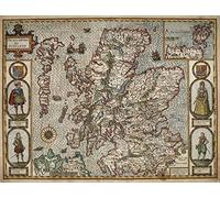 Rompecabezas de 1000 piezas: mapa histórico de Escocia por John Speed - Tamaño grande 66 cm x 50 cm