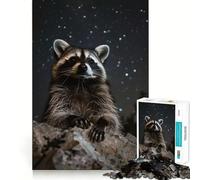Rompecabezas de 1000 Piezas Mapache bajo el Cielo Nocturno para Adultos, Juguete de lógica Mental, Juego de Mesa, Corte Firme, (50x75cm)