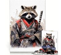 Rompecabezas de 1000 Piezas Mapache Bebé Samurai para adultosDesarrolla la Capacidad analítica, es un pasatiempo Tranquilo Regalar en Ocasiones Especiales (38x52cm)