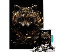 Rompecabezas de 1000 Piezas Mapache Negro Oro Desafío de Inteligencia Juguetes adictivos Juego práctico Regalo de cumpleaños Regalos de Amigo Invisible (Tamaño 38x52cm)