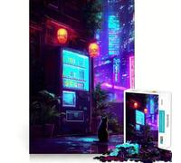 Rompecabezas de 1000 Piezas Máquina expendedora de Gatos,Ciudad cibernética,Acabado Fino,Diseño Inteligente,Actividad Mental,Juego Relajante,Regalo Divertido de Navidad (50x75cm)