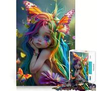 Rompecabezas de 1000 Piezas Mariposa Hada Corte Impecable Diversión Lógica Juguete Divertido Juego Gratis Actividad de cumpleaños (38x52cm)
