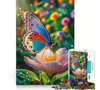 Rompecabezas de 1000 Piezas Mariposa sobre Flor con Gotas de Agua Juguete artístico de Ajuste desafiar la Mente Juego Divertido para el Tiempo Libre Regalo Ideal para cumpleaños 38x52cm