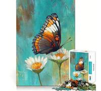 Rompecabezas de 1000 Piezas Mariposa sobre Margaritas Pintura Bordes limpios Decoración Juego cognitivo Juguete Fácil Tiempo Divertido Ocio (50x75cm)