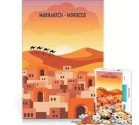 Rompecabezas de 1000 Piezas Marrakech Marruecos Póster de Viaje Juego práctico Regalo de cumpleaños cumpleaños y Navidad 50x75cm